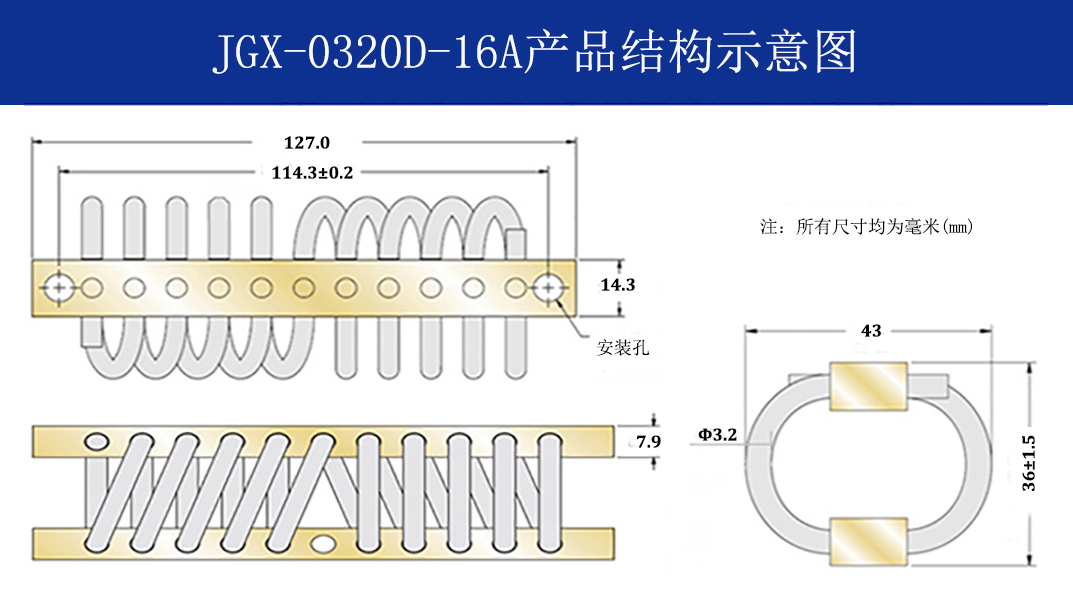 JGX-0320D-16A多應(yīng)用鋼絲繩隔振器結(jié)構(gòu)