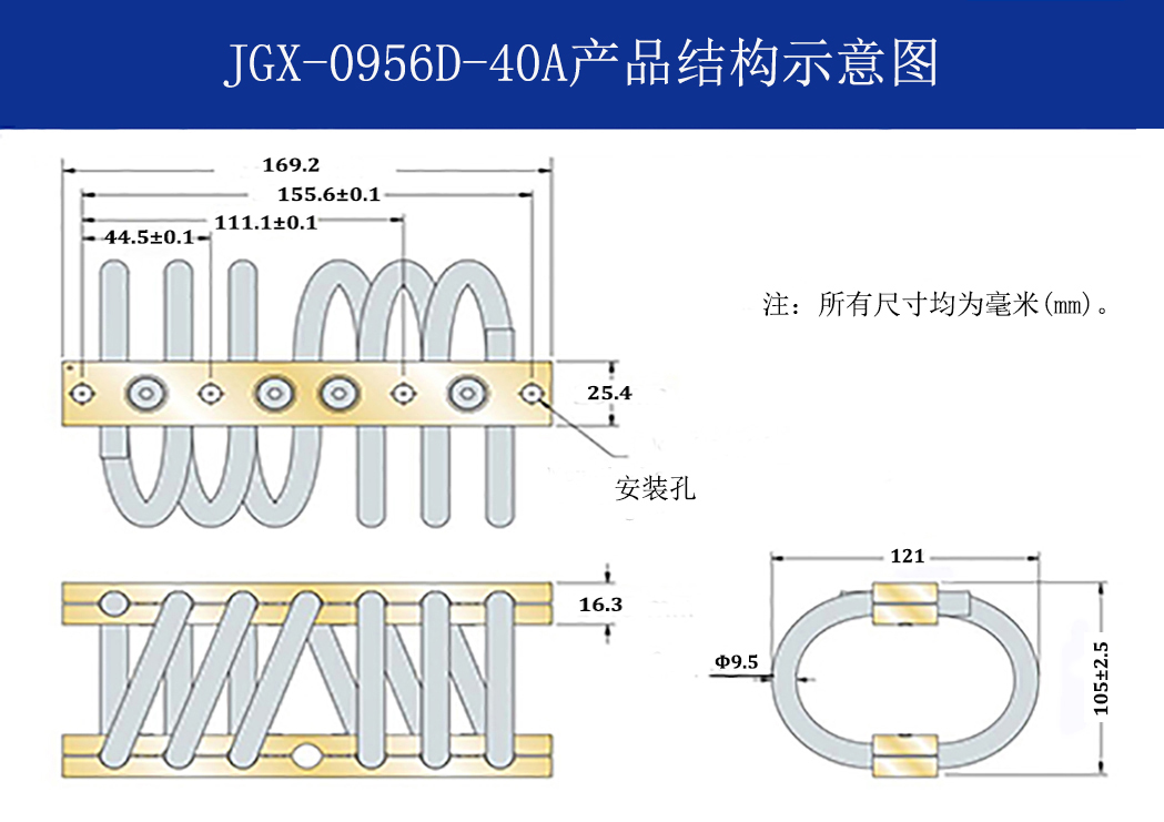 JGX-0956D-40A多應用鋼絲繩減震器結構