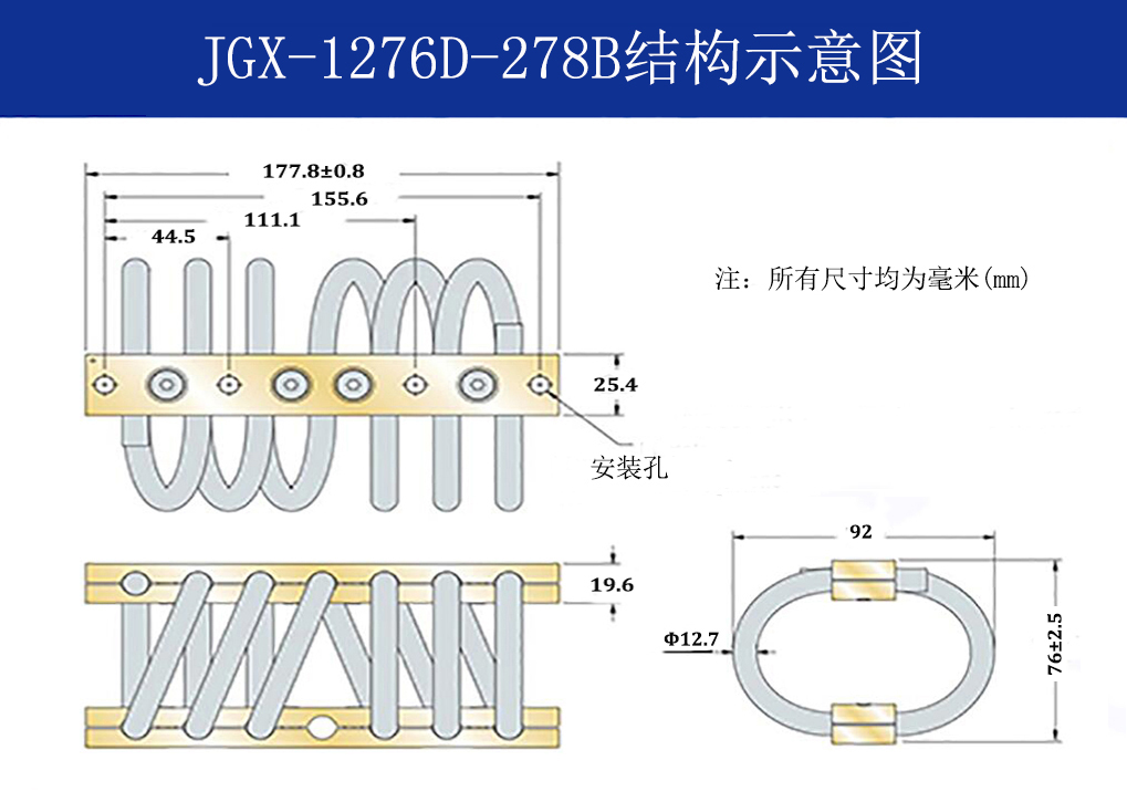 JGX-1276D-278B多應用鋼絲繩隔振器結構