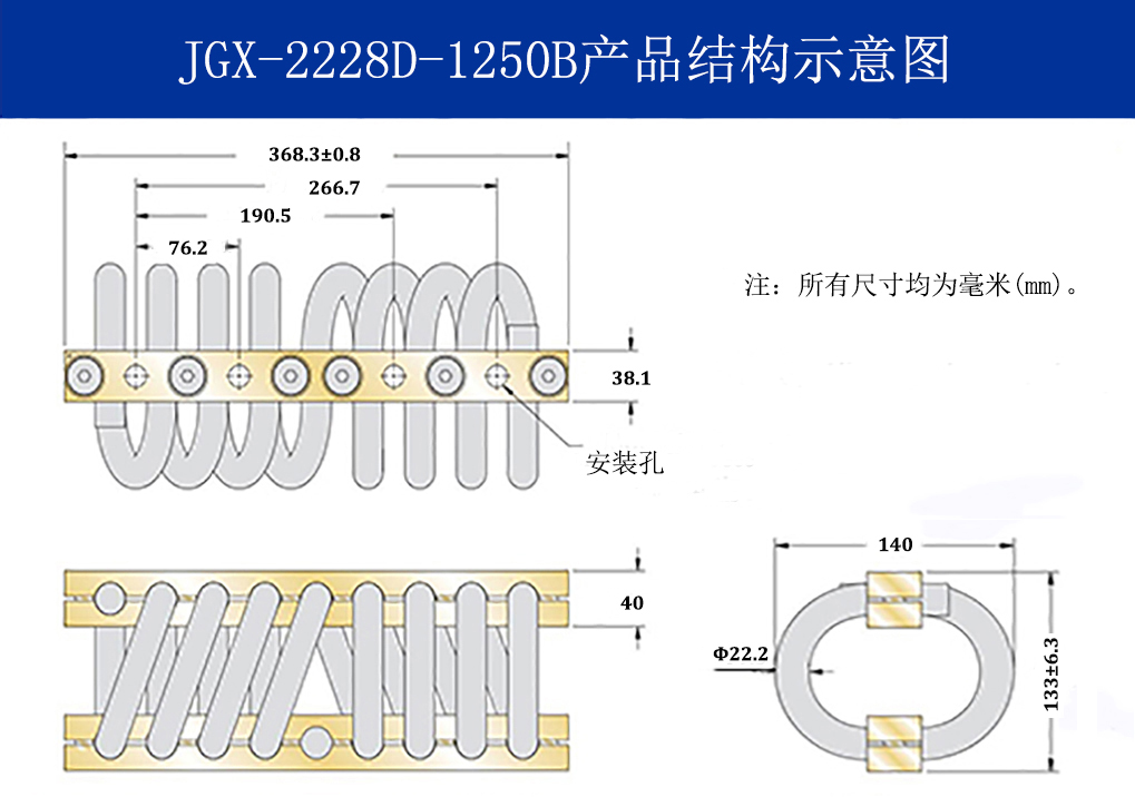 JGX-2228D-1250B鋼絲繩隔振器結(jié)構(gòu)